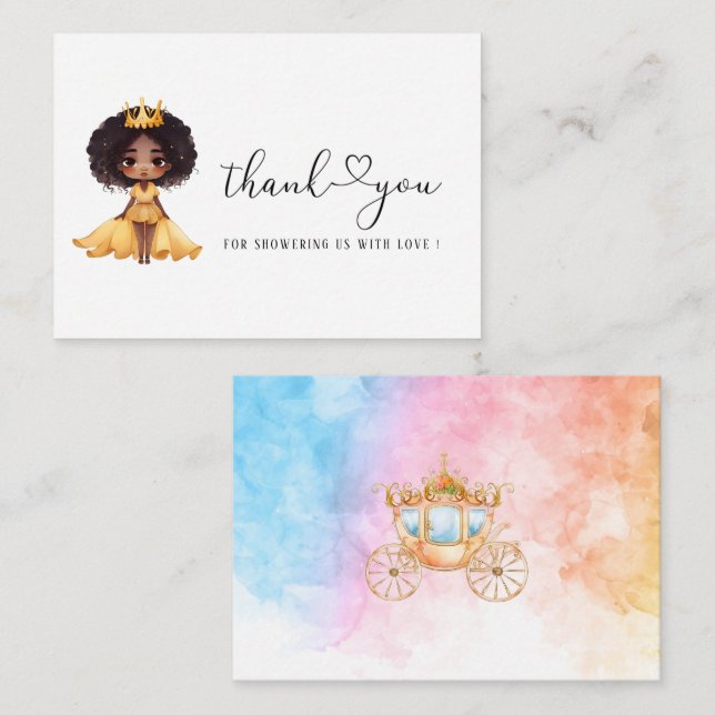 Little Princess watercolor thank you Note Card (Front/Back)