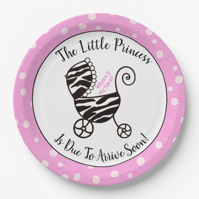 Little Princess - “Where is My Tiara?” Shower  Paper Plates (Front)