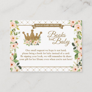 Little Princess White Blush Floral Baby's Library Enclosure Card
