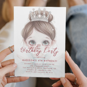 Little Princesses and Crown Birthday Party Invitation