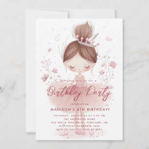 Little Princesses Ballerina Pink Birthday Party  Invitation