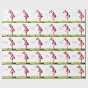Little Pro In Pink: Birthday on the Green Thanks Wrapping Paper