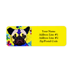 Little Pug Puppy Quilt Like Design Label