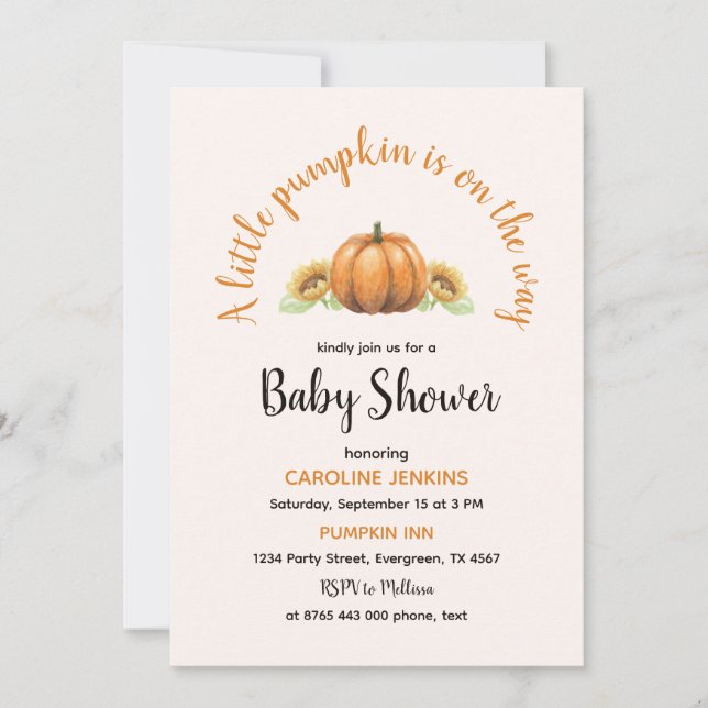 little pumkin baby shower invitation (Front)