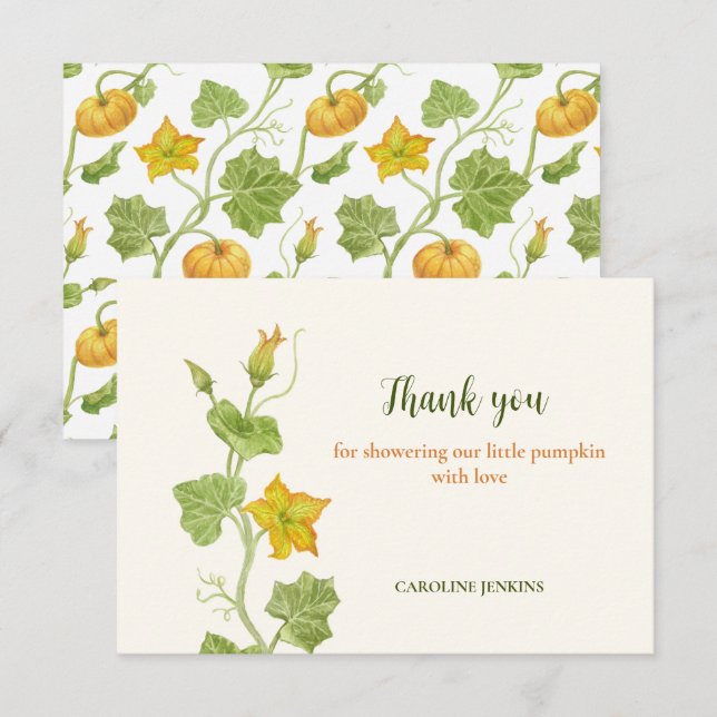 little pumkin botanical  thank you card (Front/Back)