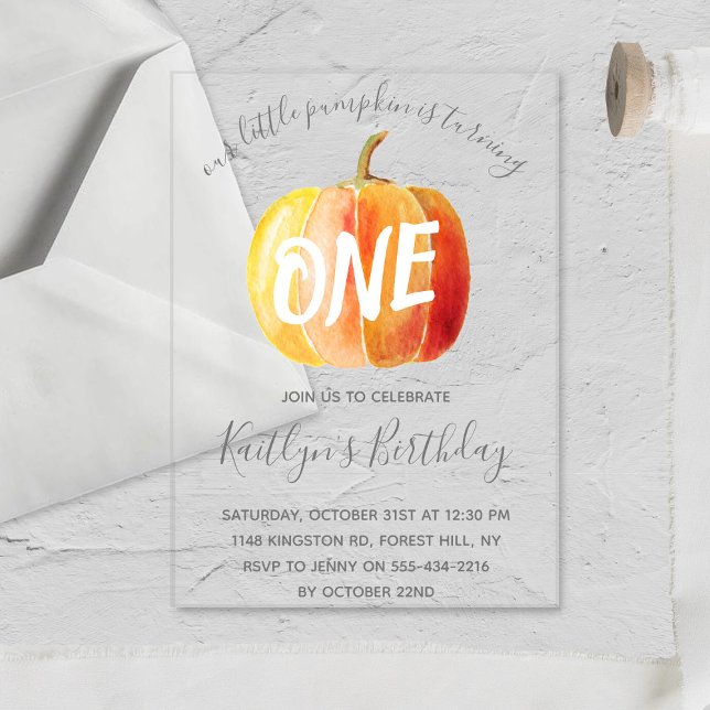 Little Pumpkin 1st Birthday Acrylic Invitations (Creator Uploaded)