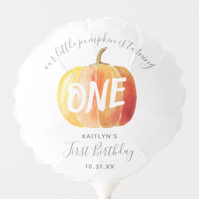 Little Pumpkin 1st Birthday Balloon (Front)