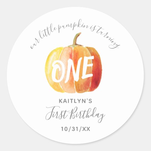 Little Pumpkin 1st Birthday Classic Round Sticker