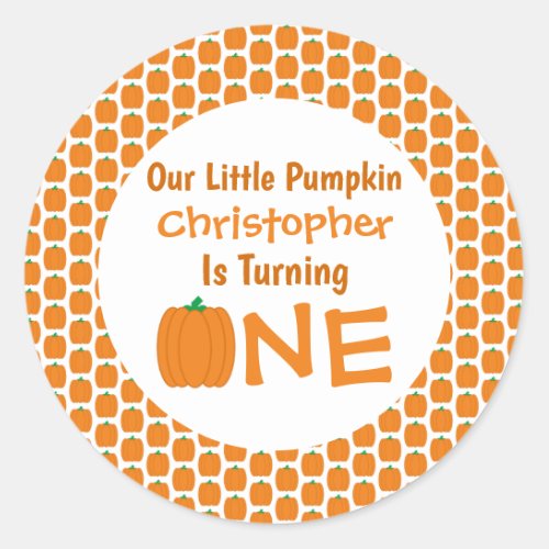 Little Pumpkin 1st Birthday Classic Round Sticker