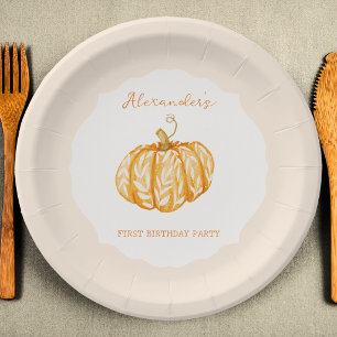 Little Pumpkin 1st Birthday Fall Autumn Party Paper Plates