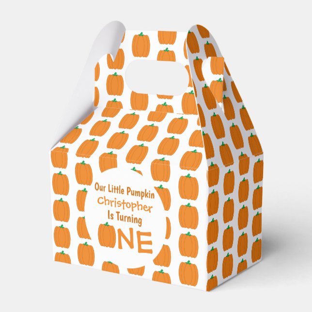 Little Pumpkin 1st Birthday Favor Boxes (Front Side)