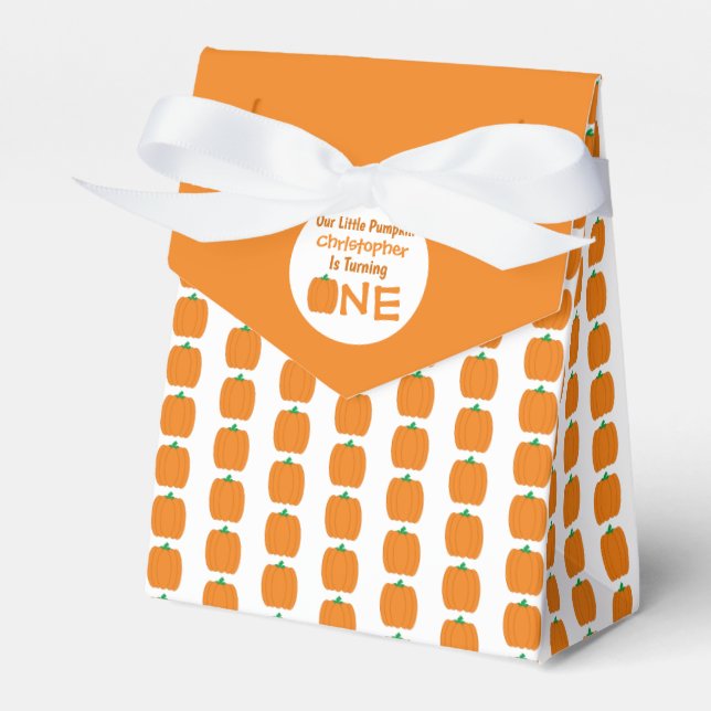 Little Pumpkin 1st Birthday Favor Boxes (Front Side)