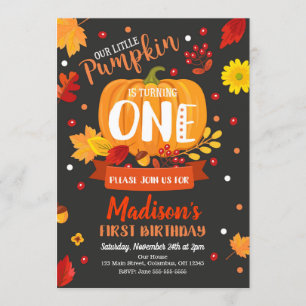 Little Pumpkin 1st  Birthday Invitation