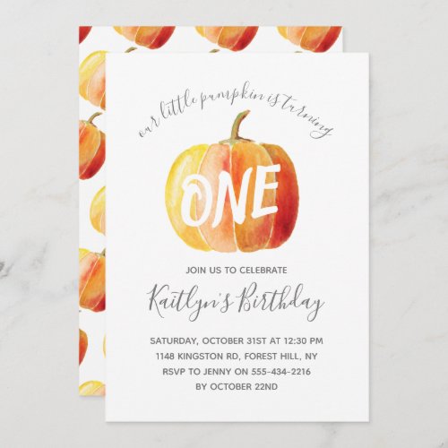 Little Pumpkin 1st Birthday Invitation