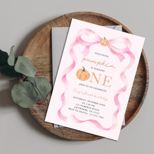 Little Pumpkin 1st Birthday Invitation
