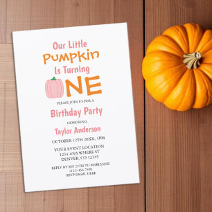 Little Pumpkin 1st Birthday Invitation