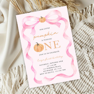 Little Pumpkin 1st Birthday Invitation 