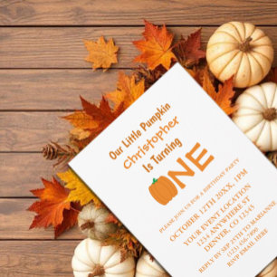 Little Pumpkin 1st Birthday Invitation