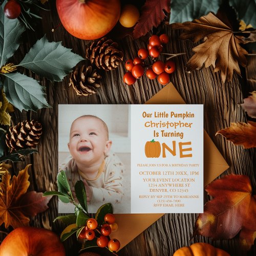 Little Pumpkin 1st Birthday Invitation