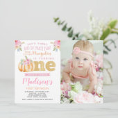 Little Pumpkin 1st Birthday Invitation with Photo (Standing Front)