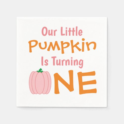 Little Pumpkin 1st Birthday Napkins