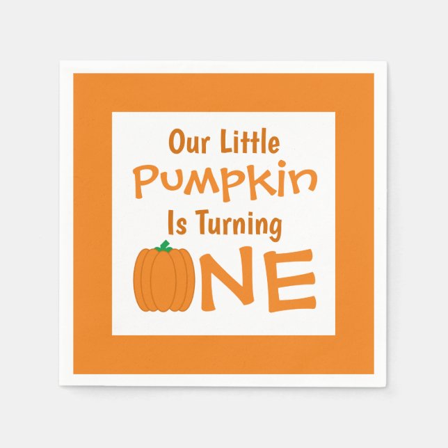 Little Pumpkin 1st Birthday Napkins (Front)