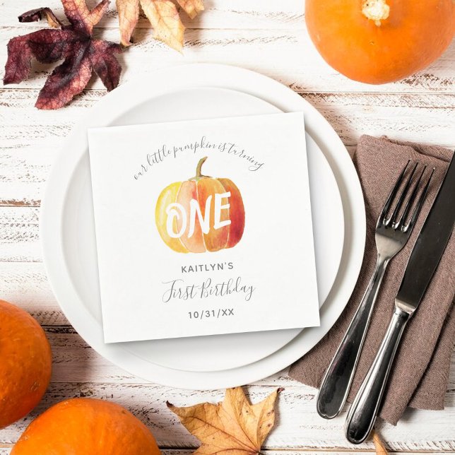 Little Pumpkin 1st Birthday Napkins (Creator Uploaded)