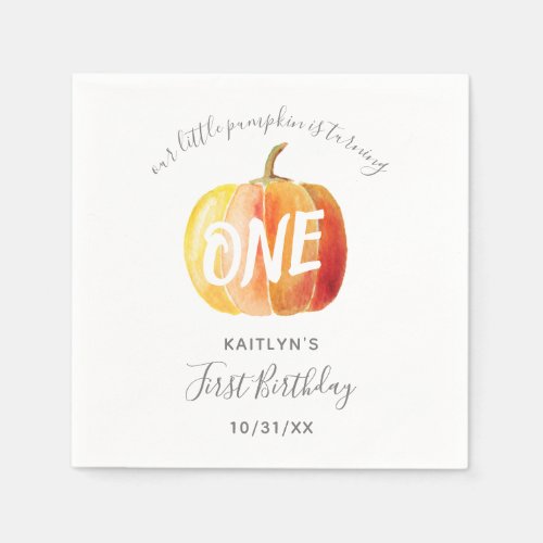 Little Pumpkin 1st Birthday Napkins