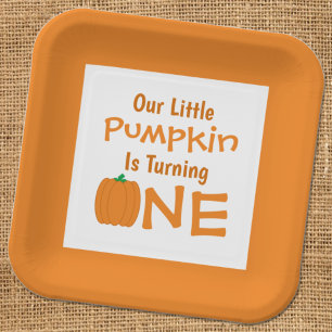 Little Pumpkin 1st Birthday Paper Plate