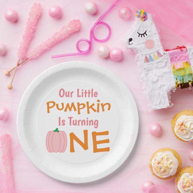Little Pumpkin 1st Birthday Paper Plates (Party)