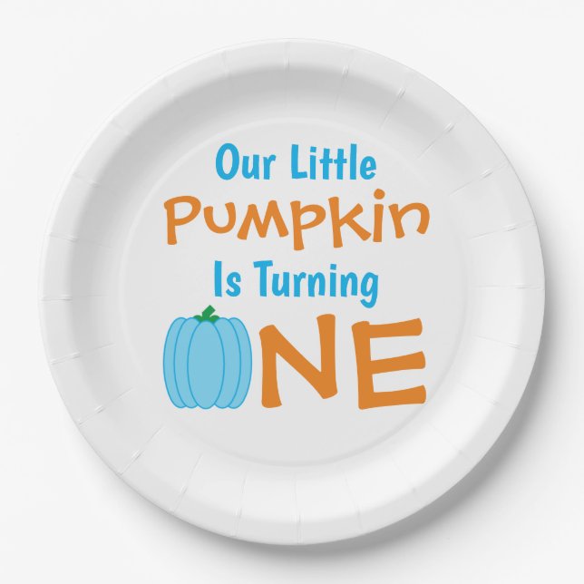Little Pumpkin 1st Birthday Paper Plates (Front)
