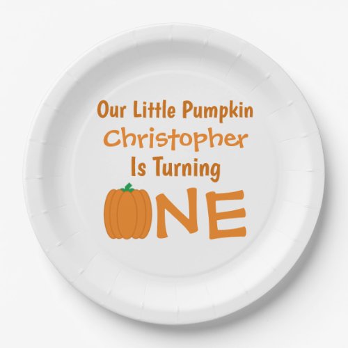 Little Pumpkin 1st Birthday Paper Plates