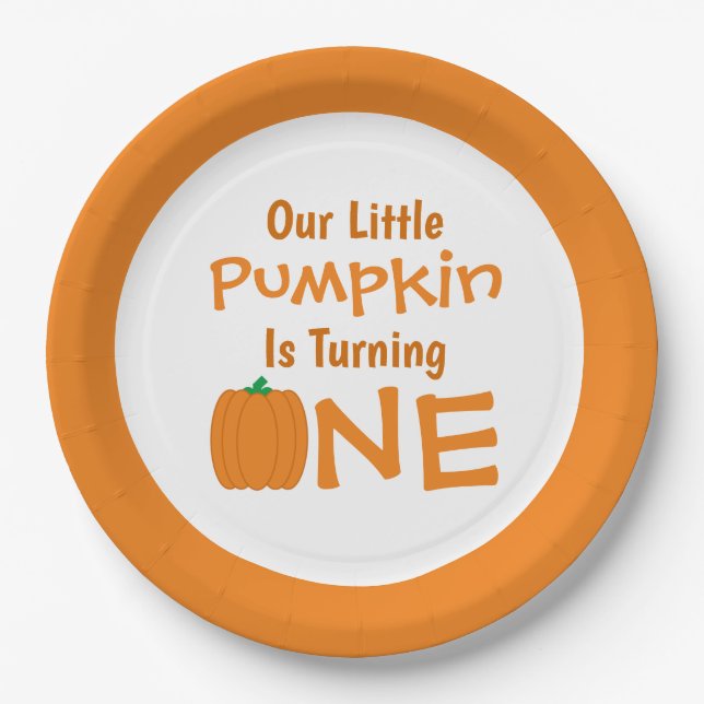 Little Pumpkin 1st Birthday Paper Plates (Front)