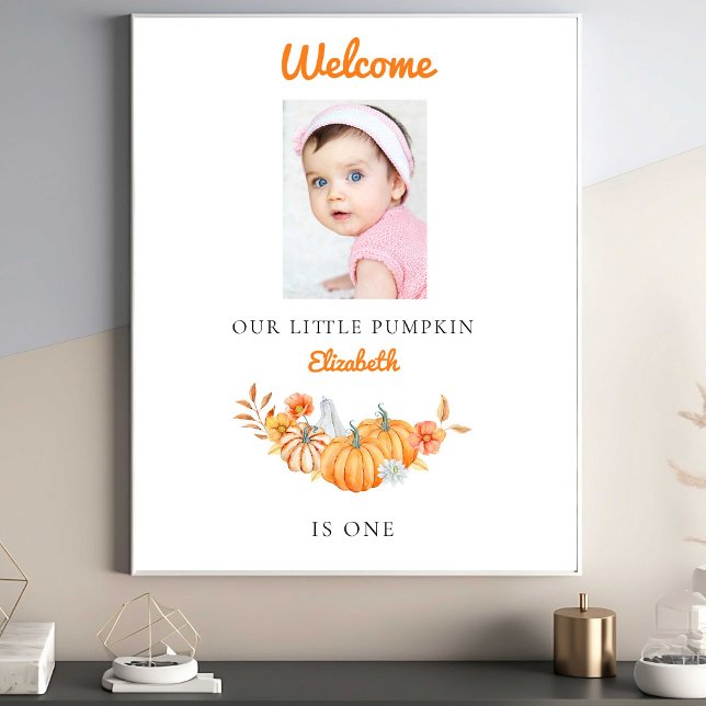 Little Pumpkin 1st Birthday Welcome Photo Custom Foam Board (Creator Uploaded)