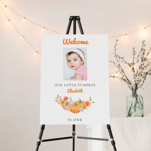 Little Pumpkin 1st Birthday Welcome Photo Custom Foam Board