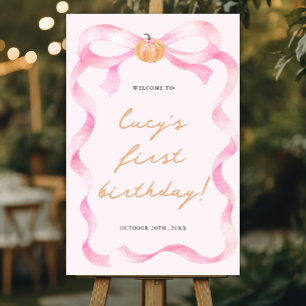 Little Pumpkin 1st Birthday Welcome Sign