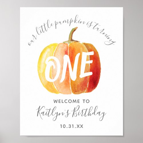 Little Pumpkin 1st Birthday Welcome Sign