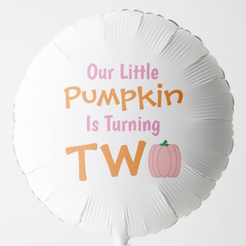 Little Pumpkin 2nd Birthday Balloon