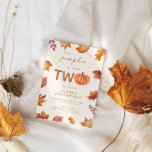 Little Pumpkin 2nd Birthday Fall  Invitation<br><div class="desc">Cute and fun kids' birthday invitation "little pumpkin is turning two" which features watercolor autumn leaves foliage and pumpkin design.</div>