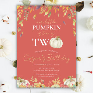 Little Pumpkin 2nd Birthday Invitation