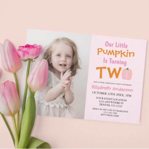 Little Pumpkin 2nd Birthday Invitation