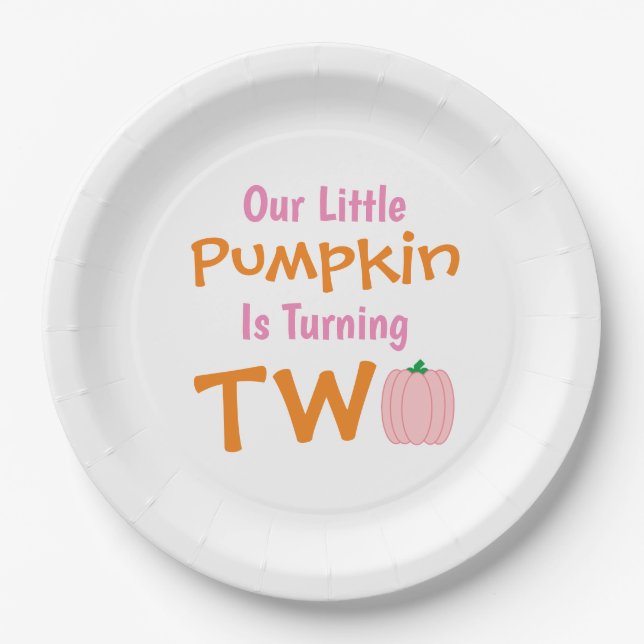 Little Pumpkin 2nd Birthday Paper Plates (Front)