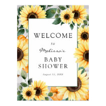 Little Pumpkin and Sunflowers Baby Shower Welcome Poster