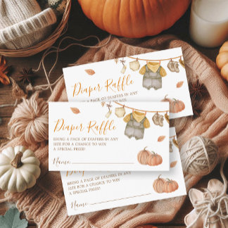 Little Pumpkin Autumn Baby Shower Diaper Raffle Enclosure Card