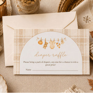 Little Pumpkin Autumn Baby Shower Diaper Raffle Note Card