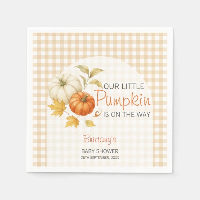 Little Pumpkin Autumn Baby Shower Napkins (Front)