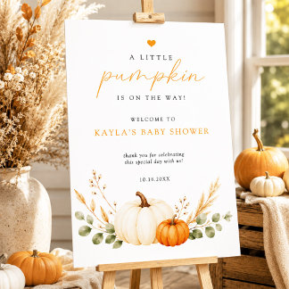 Little Pumpkin Autumn Baby Shower Welcome Foam Board