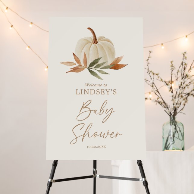 Little Pumpkin Autumn Baby Shower Welcome Sign (In Situ (Stand))