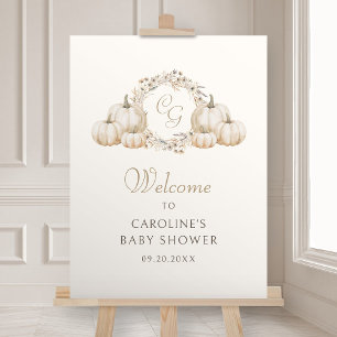Little Pumpkin Autumn Baby Shower Welcome Sign
