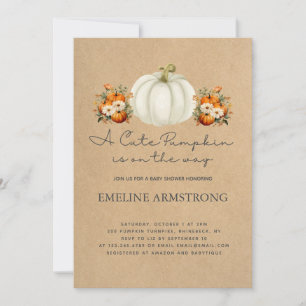 Little Pumpkin Autumn Country Fall Baby Shower Invitation